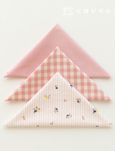 Fabric package Flower scrap fabric flower pattern plain check fabric Doll puppy clothes making 3 types 175