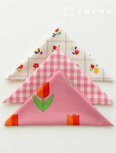 Fabric package Flower scrap fabric floral check fabric Doll puppy clothes making 3 types 168