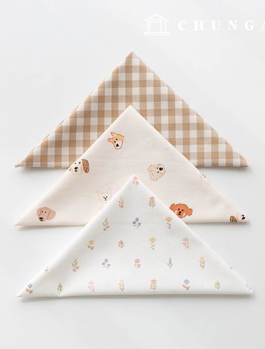 Fabric package Flower scrap fabric animal checkered fabric Doll puppy clothes making 3 types 179