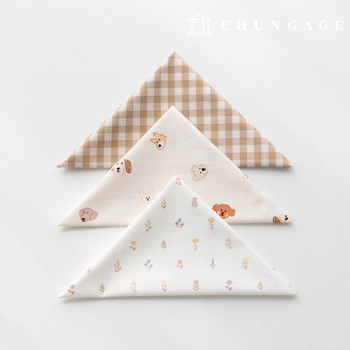 Fabric package Flower scrap fabric animal checkered fabric Doll puppy clothes making 3 types 179