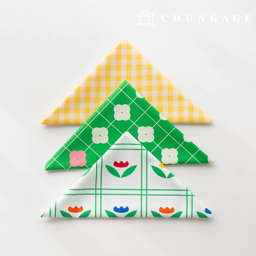 Fabric package Flower scrap fabric floral check fabric Doll puppy clothes making 3 types 180