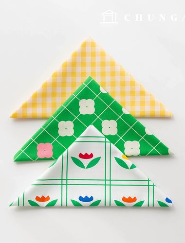 Fabric package Flower scrap fabric floral check fabric Doll puppy clothes making 3 types 180