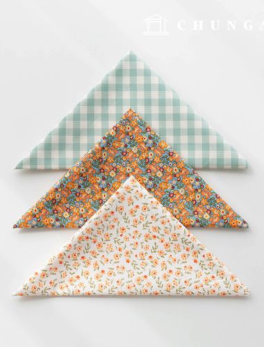 Fabric package Flower scrap fabric floral check fabric Doll puppy clothes making 3 types 181