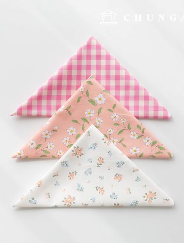 Fabric package Flower scrap fabric floral check fabric Doll puppy clothes making 3 types 182