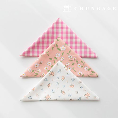 Fabric package Flower scrap fabric floral check fabric Doll puppy clothes making 3 types 182