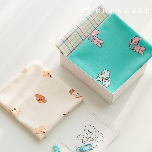 Fabric package animal scrap fabric puppy checkered doll puppy clothes making 3 types 183