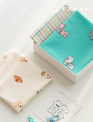 Fabric package animal scrap fabric puppy checkered doll puppy clothes making 3 types 183