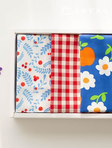 Fabric package Flower scrap fabric Fruit floral check fabric Doll puppy clothes making 3 types 187