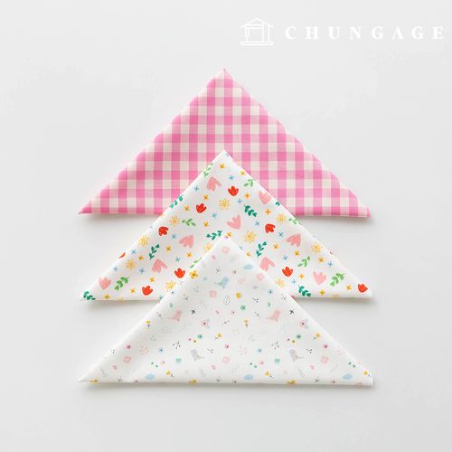 Fabric package Flower scrap fabric floral check fabric Doll puppy clothes making 3 types 188