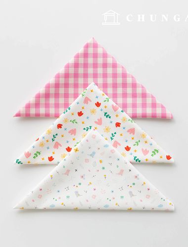 Fabric package Flower scrap fabric floral check fabric Doll puppy clothes making 3 types 188