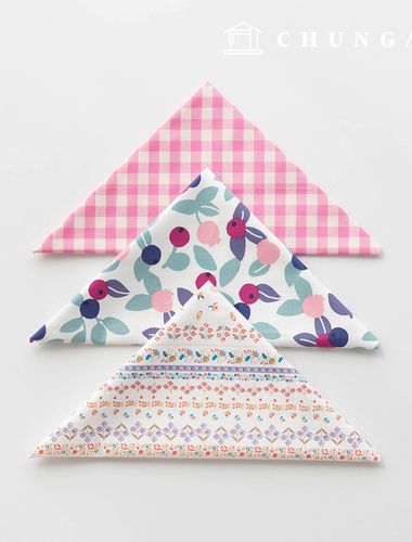 Fabric package Flower scrap fabric Vintage Fruit check fabric Doll puppy clothes making 3 types 190