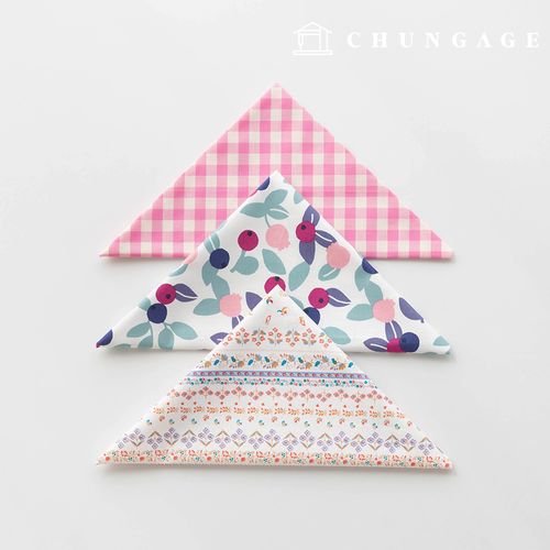 Fabric package Flower scrap fabric Vintage Fruit check fabric Doll puppy clothes making 3 types 190