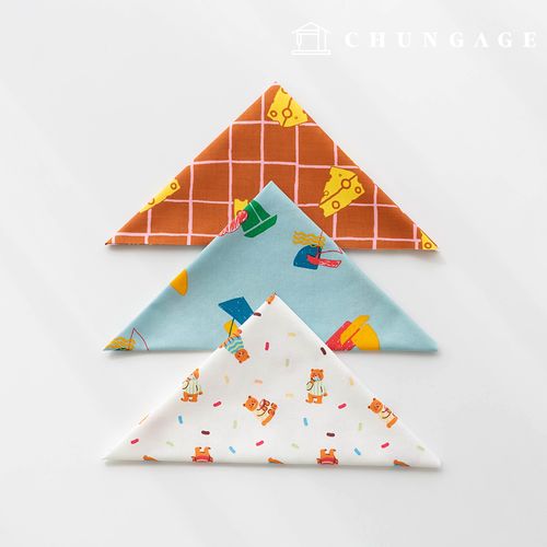 Fabric package Teddy bear scrap fabric Patterns Checked fabric Doll Puppy clothes making 3 types 193