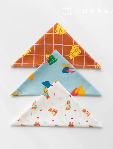 Fabric package Teddy bear scrap fabric Patterns Checked fabric Doll Puppy clothes making 3 types 193