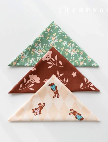 Fabric package Flower scrap fabric floral argyle check fabric Doll puppy clothes making 3 types 195