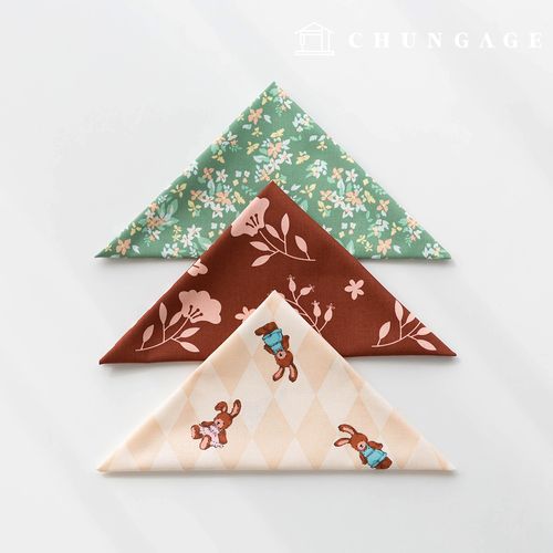 Fabric package Flower scrap fabric floral argyle check fabric Doll puppy clothes making 3 types 195