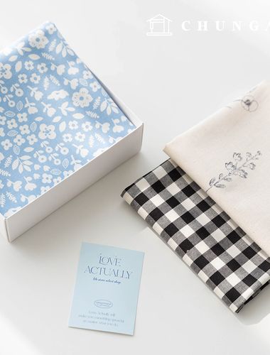 Fabric package Flower scrap fabric floral check fabric Doll puppy clothes making 3 types 199