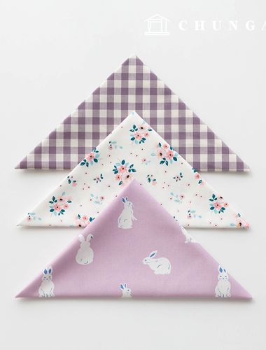 Fabric package Flower scrap fabric flower pattern rabbit checkered fabric Doll puppy clothes making 3 types 201