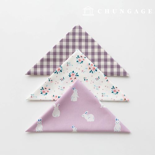 Fabric package Flower scrap fabric flower pattern rabbit checkered fabric Doll puppy clothes making 3 types 201