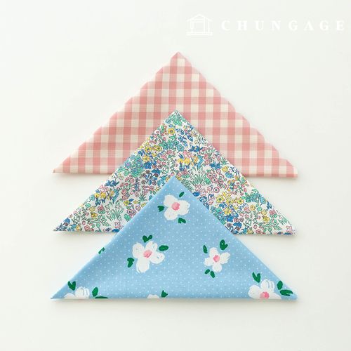 Fabric package Flower scrap fabric floral check fabric Doll puppy clothes making 3 types 203