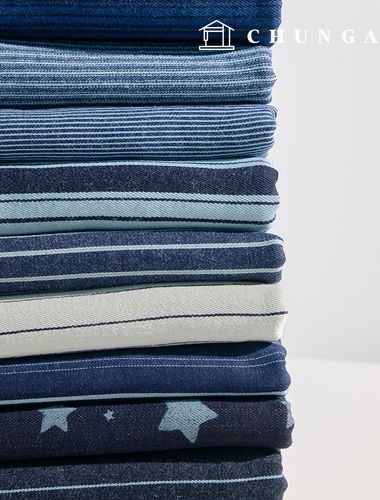 Denim fabric, blue denim, bio-washed denim fabric, Stripe Fabric, Blue Star 10 types