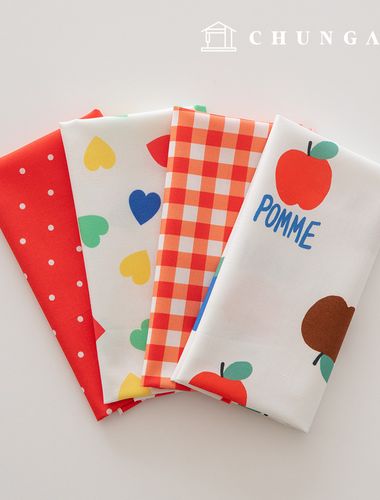 Fabric package: Apple scrap fabric, checkered fabric, Doll dog clothes, 4 types, 218
