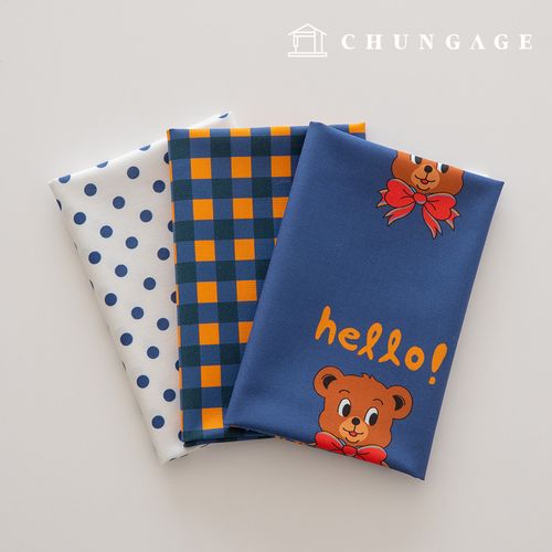 Fabric package: Teddy bear scrap fabric, checkered fabric, Doll dog clothes making, 3 types, 220