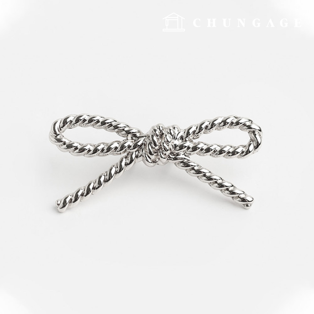 Metal label twist bowknot Silver 68141