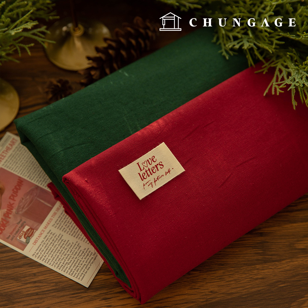 Christmas Linen Fabric Washing Plain Linen 11 count Holly 2 types