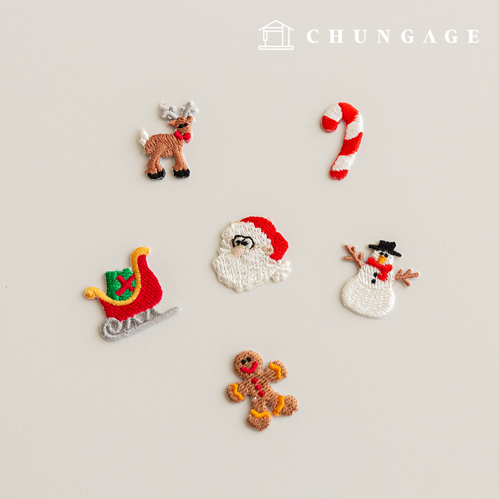 Christmas Mini Wappen Heat-Seal Santa Snowman Cookie Man Rudolph Cane Sleigh