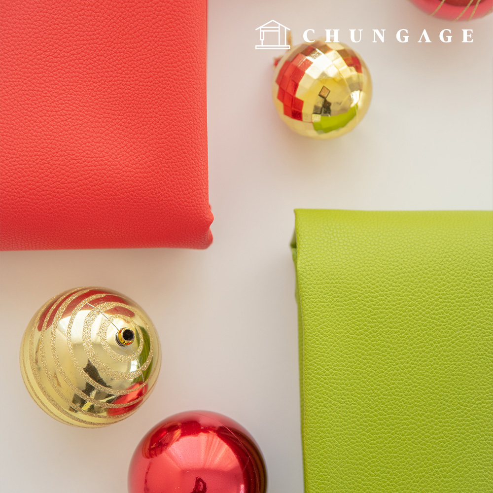 Christmas faux leather fabric, synthetic leather, water-resistant, opal-shaped ornaments (2 types)