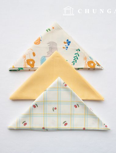 Fabric package Flower pattern Check fabric Animal tulip Yellow piece fabric 3 types 100