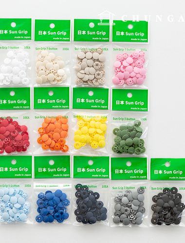 Sun Grip 11mm Tee Button Snap Button 13 Types of Japanese Plastic