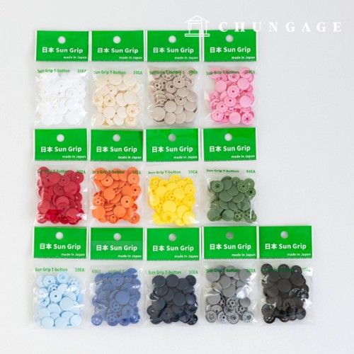 Sun Grip 15mm snap button Tee button 13 types of Japanese plastic