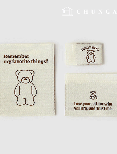 Woven Labels Set Teddy Bear Fabric Labels
