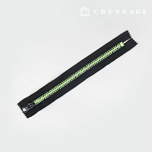 Roll Zipper Home Fashion Plastic Zipper Alphabet 20cm Neon Green 60784