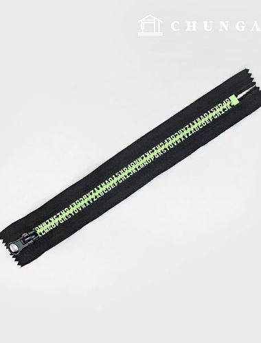 Roll Zipper Home Fashion Plastic Zipper Alphabet 20cm Neon Green 60784