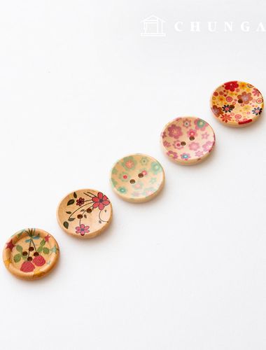 Vintage Wood Coat Bag Props Wooden Button 30mm Flower