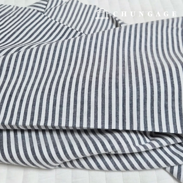 Cotton Fabric Washing Stripe Wide Width 40 count 0.5cm Charcoal