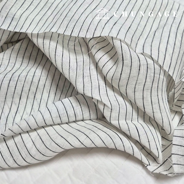 Linen Fabric Washing 40 count Wide Width White Stripe 1cm