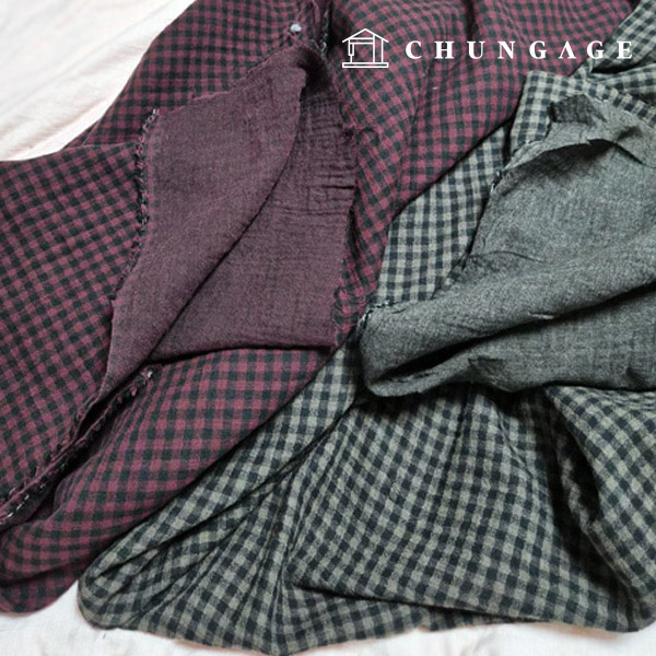 Cotton 20 count Washing Check Fabric Wide Width Double-layered cotton square 2 types