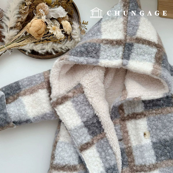 Swirly fluffy fur fabric, tumble bouclé, pastel check fabric, winter fabric, wide width, winter mood, 2 types