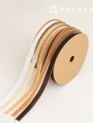 Bowknot String Section Velvet Package Bowknot Tape Craft String 10mm Beige 5 types 1 yard