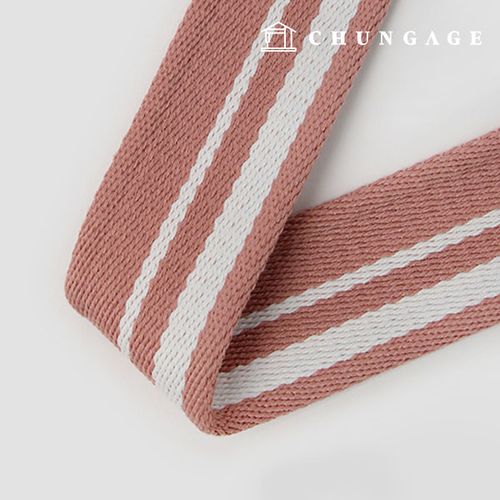 Webbing Strap Bag Accessories Webbing Strap Eco Bag Wide Mix Line 50mm Indie Pink White 48049