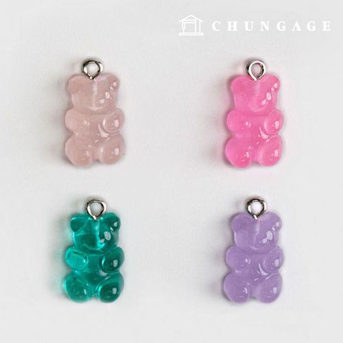 Making a Jelly Bear Keychain Teddy Bear Charm Decoration Keychain Accessory Subsidiary Materials Jelly Bear 4-Piece Set 60368
