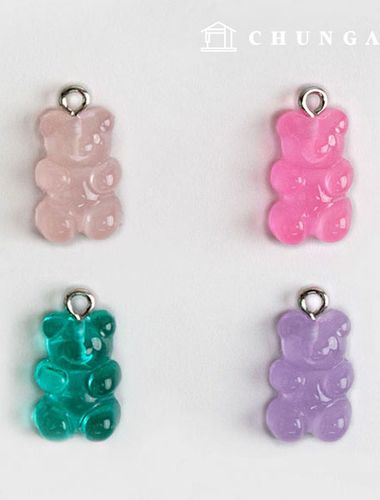 Making a Jelly Bear Keychain Teddy Bear Charm Decoration Keychain Accessory Subsidiary Materials Jelly Bear 4-Piece Set 60368