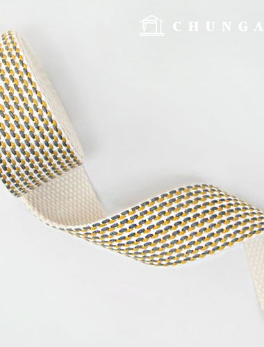 Waving String Bag WebbingString double stitch Gray Yellow 30mm 60778