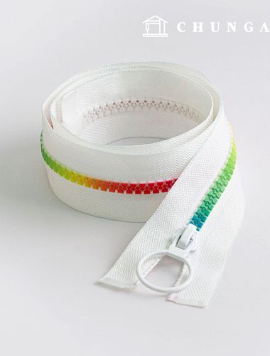 Roll Zipper Plastic Zipper Home Fashion Zipper Rainbow Zipper White 60cm 60007