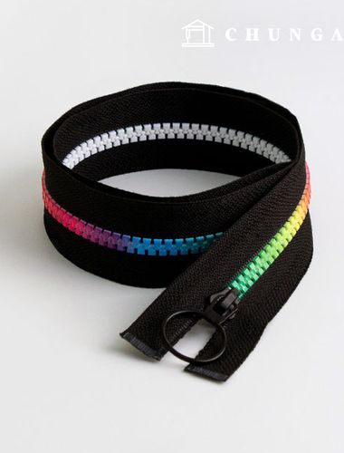 Roll Zipper Plastic Home Fashion Zipper Rainbow Black 60cm 60006