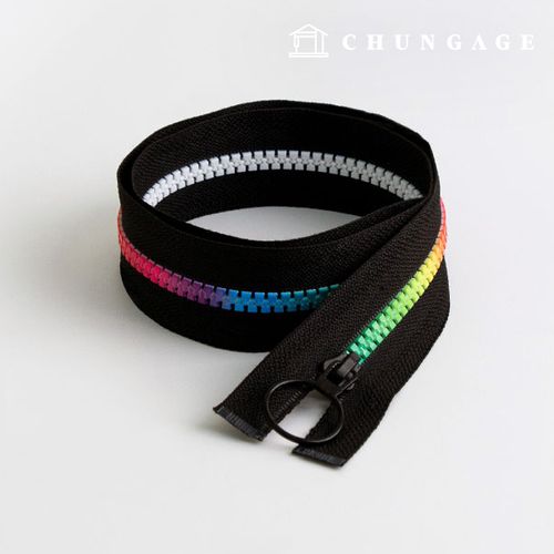 Roll Zipper Plastic Home Fashion Zipper Rainbow Black 60cm 60006